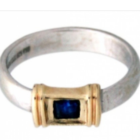 SOLD IN OUR STORE 18K Tiffany & Co. Sapphire Yellow Gold Sterling Silver Ring - Picture 2 of 4